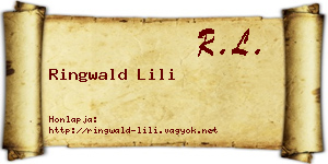 Ringwald Lili névjegykártya